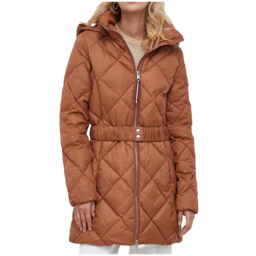 TOMMY HILFIGER Elevated belted quilted coat-natural cognac